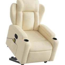 vidaXL Silla de masaje reclinable de pie de tela color Crema New