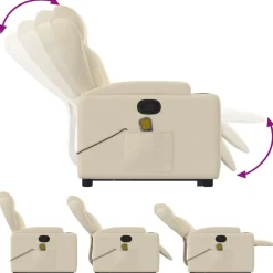 vidaXL Silla de masaje reclinable de pie de tela color Crema New