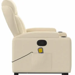 vidaXL Silla de masaje reclinable de pie de tela color Crema New