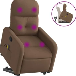 vidaXL Silla de masaje reclinable de pie de tela marrón Marr&oacute;n Best