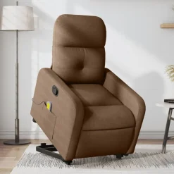 vidaXL Silla de masaje reclinable de pie de tela marrón Marr&oacute;n Best