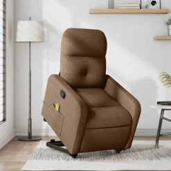 vidaXL Silla de masaje reclinable de pie de tela marrón Marr&oacute;n Best