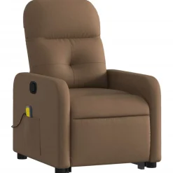 vidaXL Silla de masaje reclinable de pie de tela marrón Marr&oacute;n Best