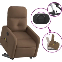 vidaXL Silla de masaje reclinable de pie de tela marrón Marr&oacute;n Best