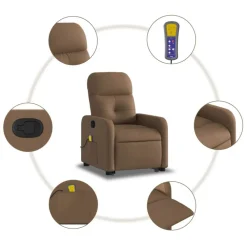 vidaXL Silla de masaje reclinable de pie de tela marrón Marr&oacute;n Best
