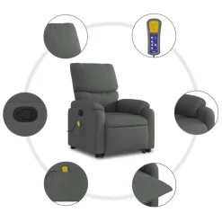 vidaXL Sillas-Silla de masaje reclinable de pie de tela