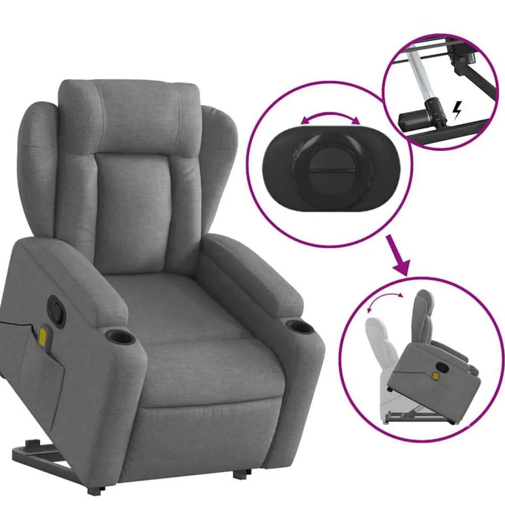 vidaXL Sillas-Silla de masaje reclinable de pie de tela