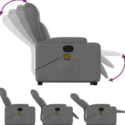 vidaXL Sillas-Silla de masaje reclinable de pie de tela