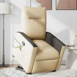 vidaXL Silla de masaje reclinable de pie de tela color Crema Outlet