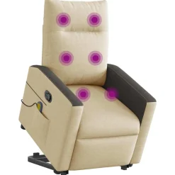 vidaXL Silla de masaje reclinable de pie de tela color Crema Outlet