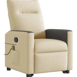 vidaXL Silla de masaje reclinable de pie de tela color Crema Outlet