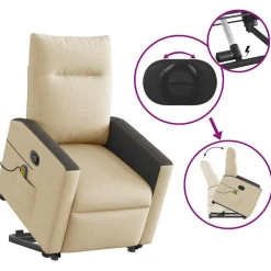 vidaXL Silla de masaje reclinable de pie de tela color Crema Outlet