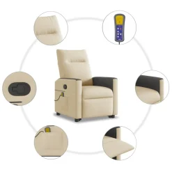 vidaXL Silla de masaje reclinable de pie de tela color Crema Outlet