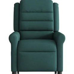 vidaXL Sillas-Silla de masaje reclinable de pie de tela verde oscura