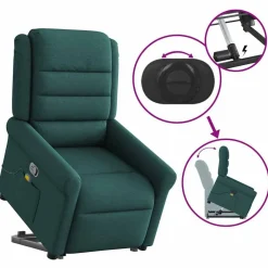 vidaXL Sillas-Silla de masaje reclinable de pie de tela verde oscura