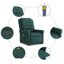 vidaXL Sillas-Silla de masaje reclinable de pie de tela verde oscura