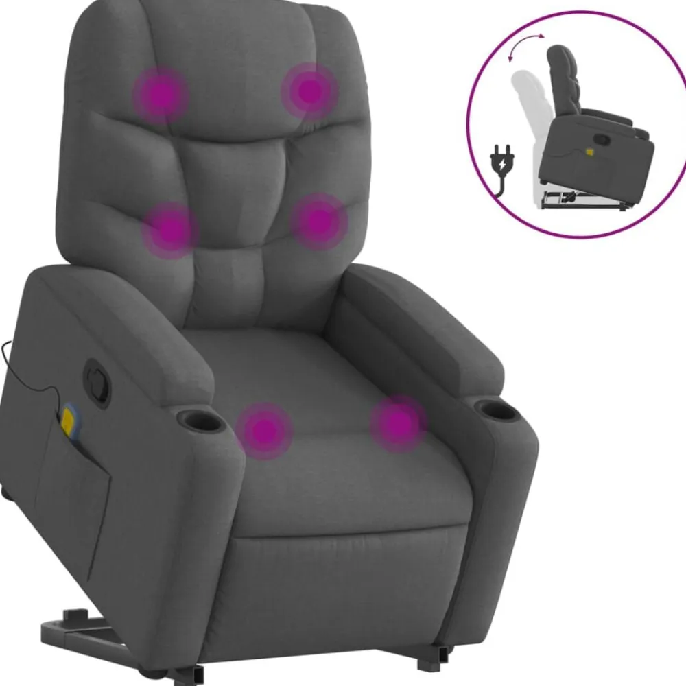 vidaXL Silla de masaje reclinable de pie de tela Gris oscuro Discount