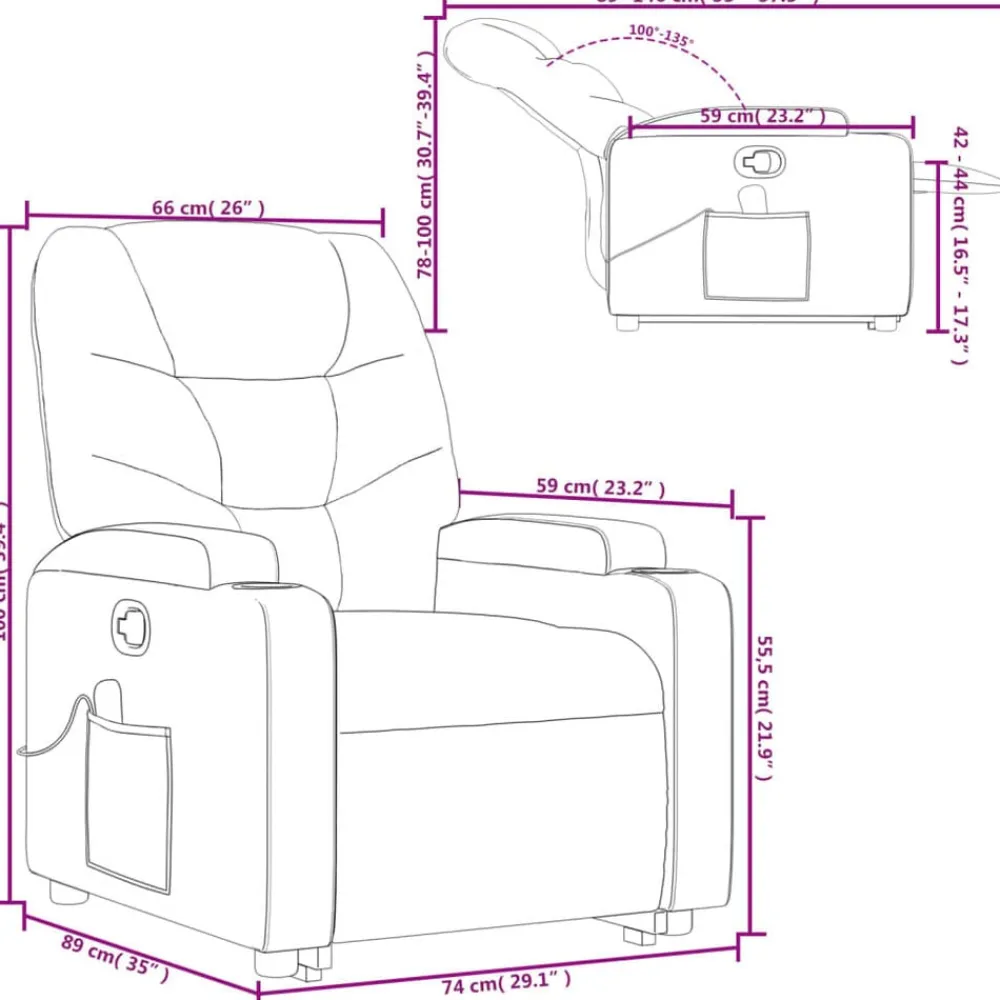 vidaXL Silla de masaje reclinable de pie de tela Gris oscuro Discount