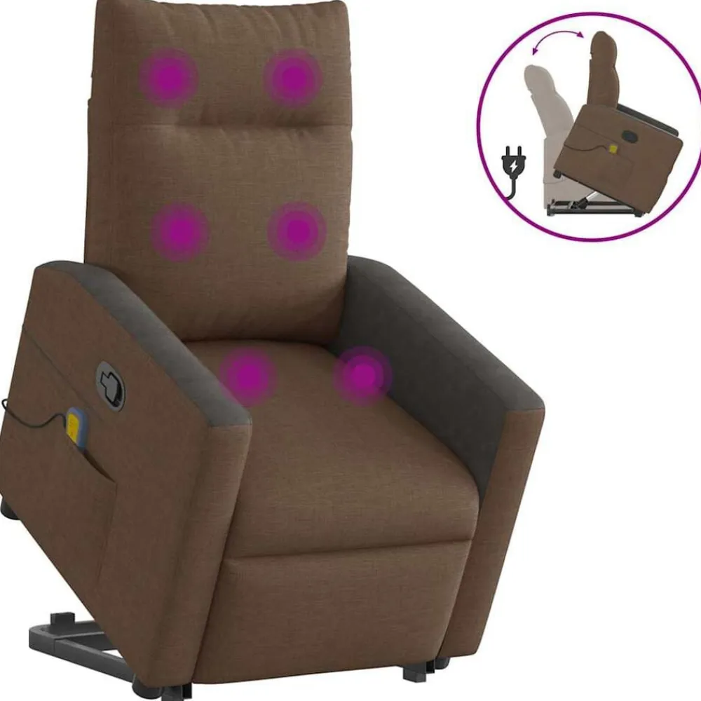 vidaXL Sillas-Silla de masaje reclinable de pie de tela marrón