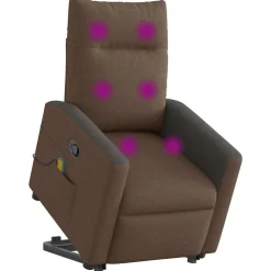 vidaXL Sillas-Silla de masaje reclinable de pie de tela marrón