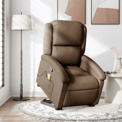 vidaXL Sillas-Silla de masaje reclinable de pie de tela marrón