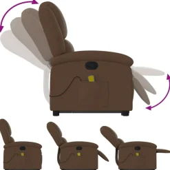 vidaXL Sillas-Silla de masaje reclinable de pie de tela marrón