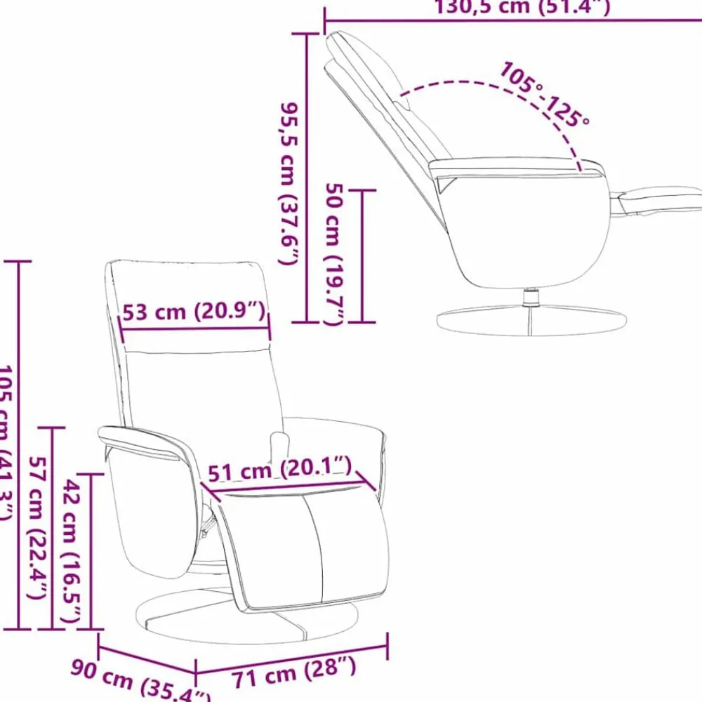 vidaXL Sillas-Silla de masajes reclinable 71 x 90 x 105 cm Cuero sintético