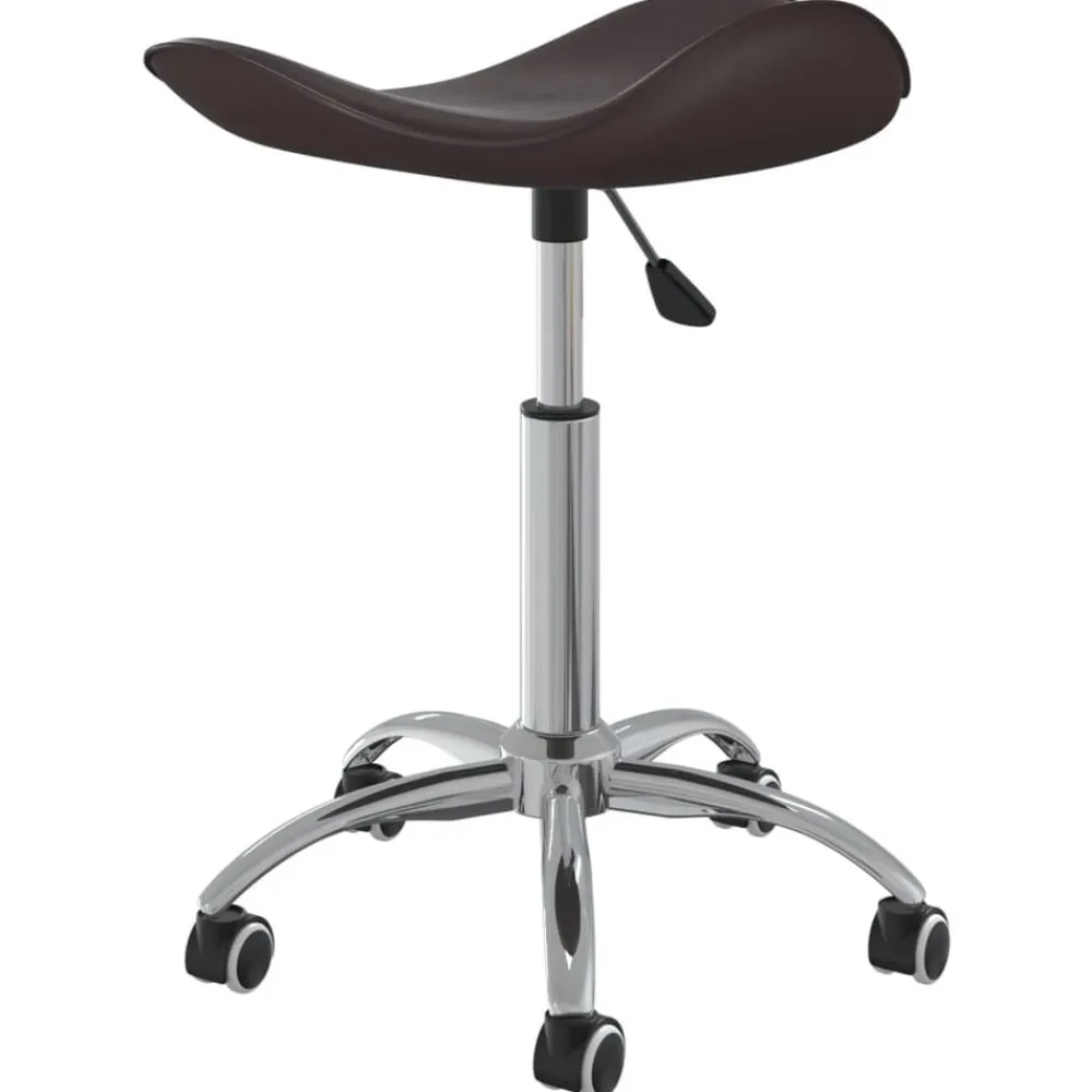 vidaXL Silla de oficina de cuero sintético marrón Marrón Discount