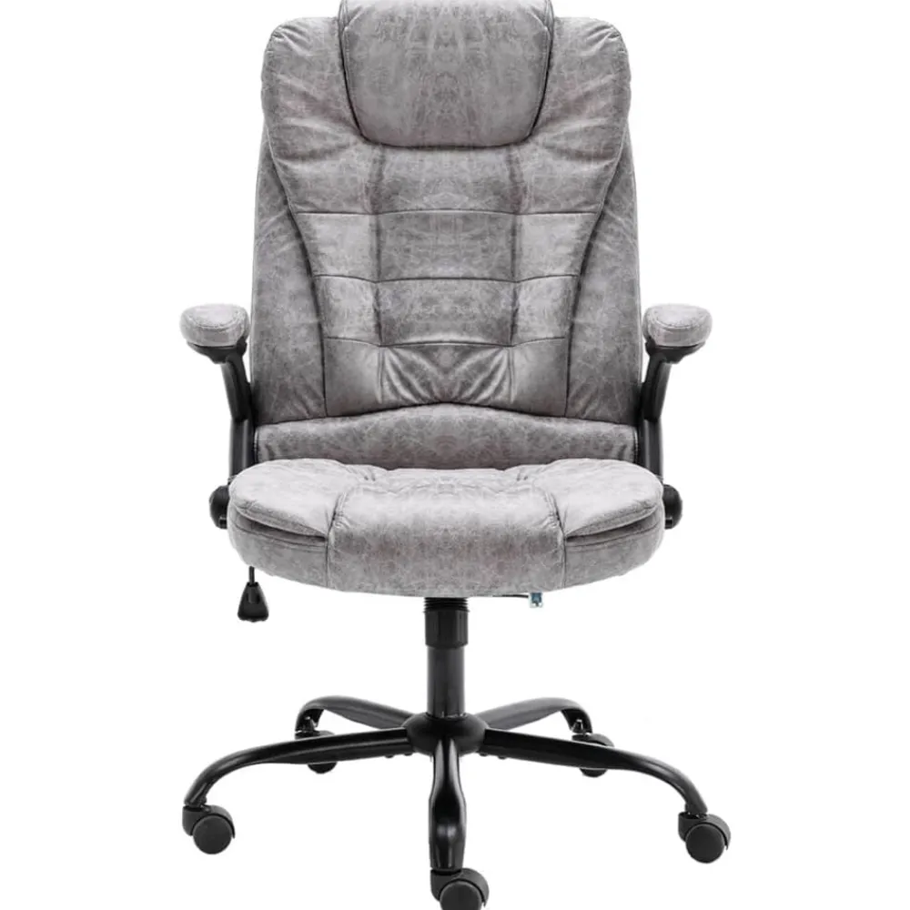 vidaXL Silla de oficina de piel de ante sintética Gris claro Discount