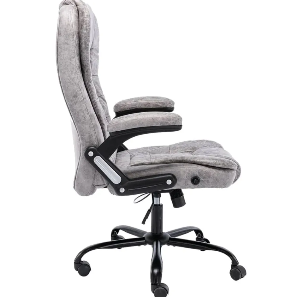 vidaXL Silla de oficina de piel de ante sintética Gris claro Discount