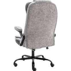 vidaXL Silla de oficina de piel de ante sintética Gris claro Discount