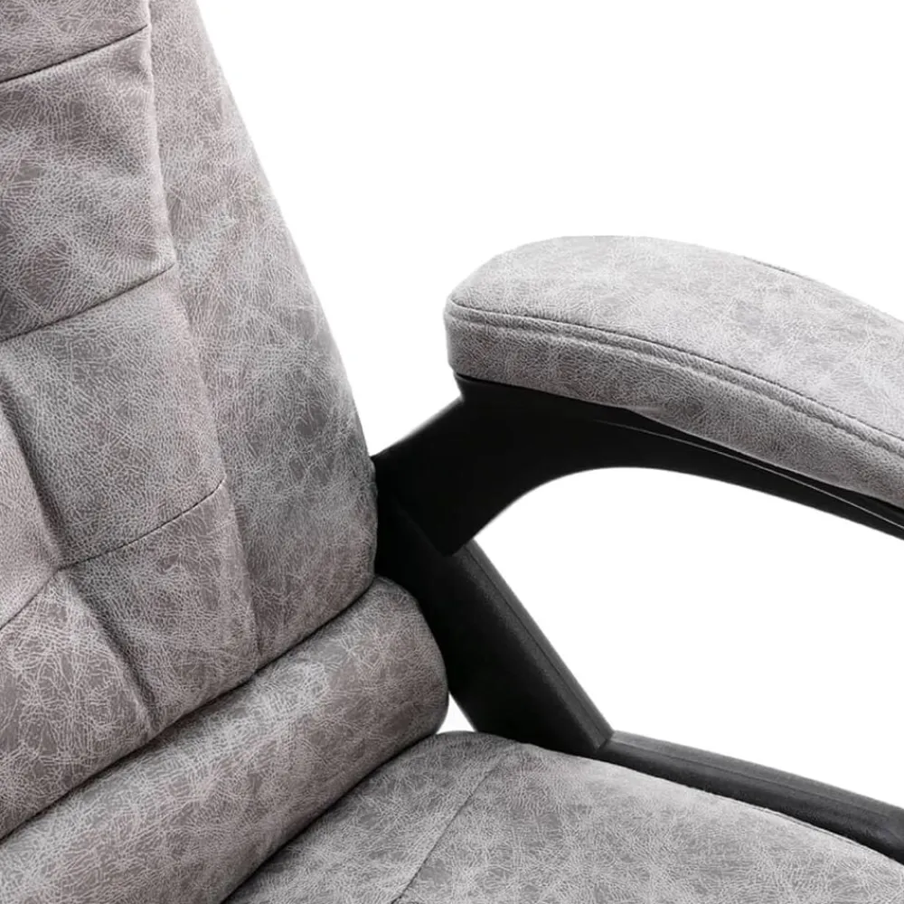 vidaXL Silla de oficina de piel de ante sintética Gris claro Discount