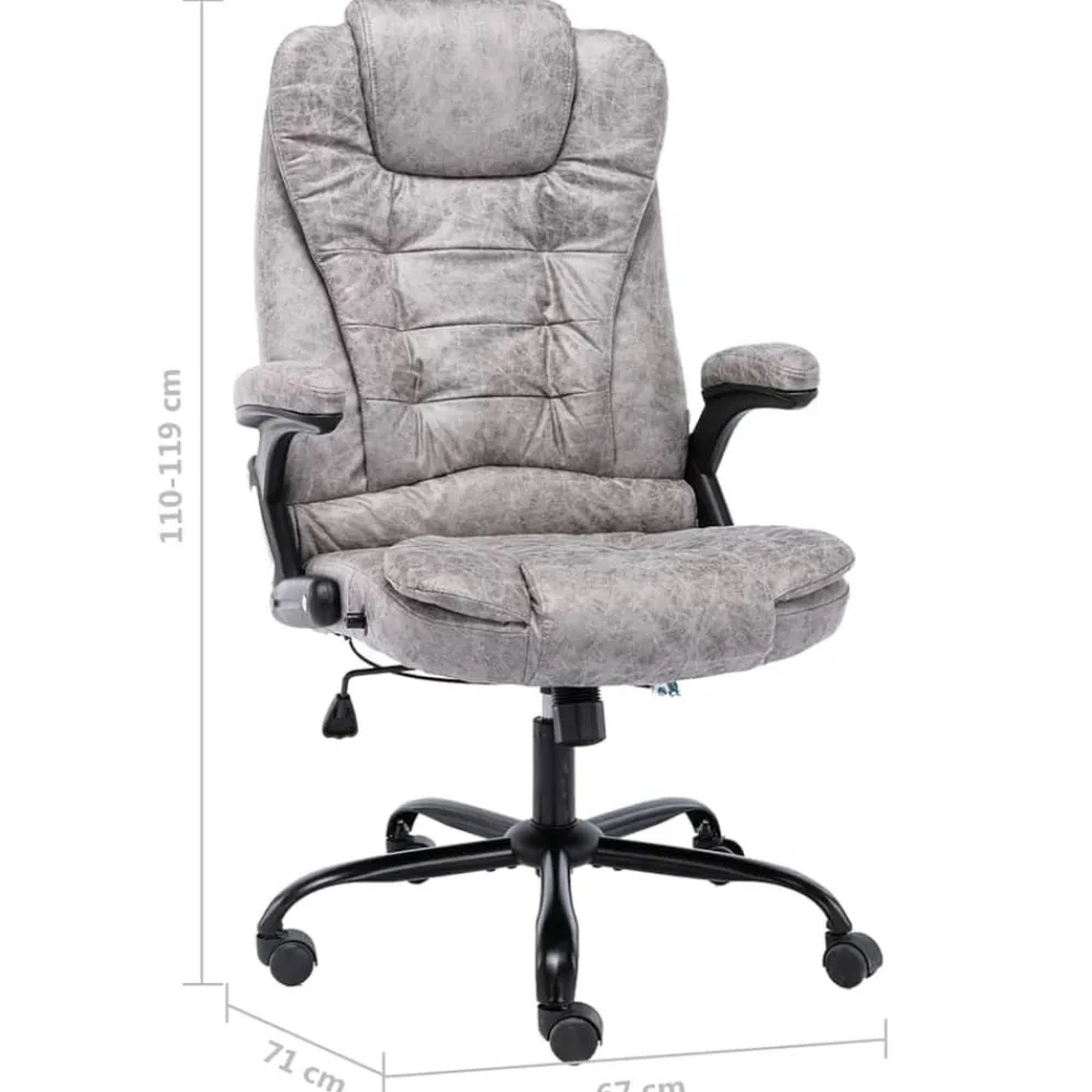vidaXL Silla de oficina de piel de ante sintética Gris claro Discount