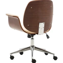 vidaXL Silla de oficina de madera curvada y cuero sintético Crema New