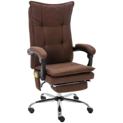vidaXL Silla de oficina de masaje de tela marrón Marr&oacute;n Online