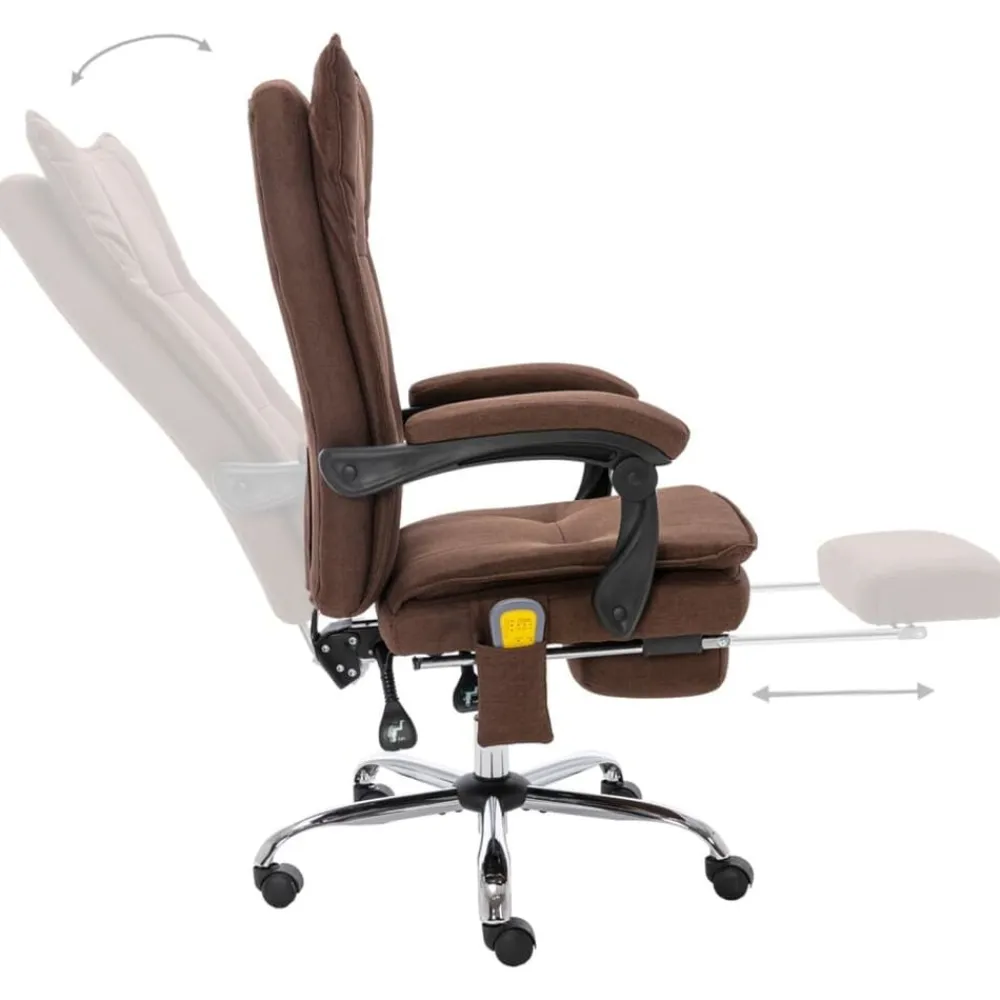 vidaXL Silla de oficina de masaje de tela marrón Marrón Online