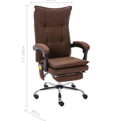 vidaXL Silla de oficina de masaje de tela marrón Marrón Online