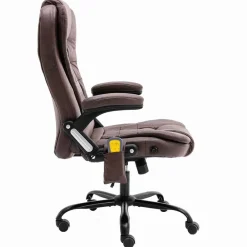 vidaXL Mobiliario De Oficina-Silla de oficina de masaje piel de ante sintética marrón oscuro