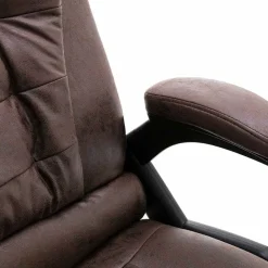 vidaXL Mobiliario De Oficina-Silla de oficina de masaje piel de ante sintética marrón oscuro