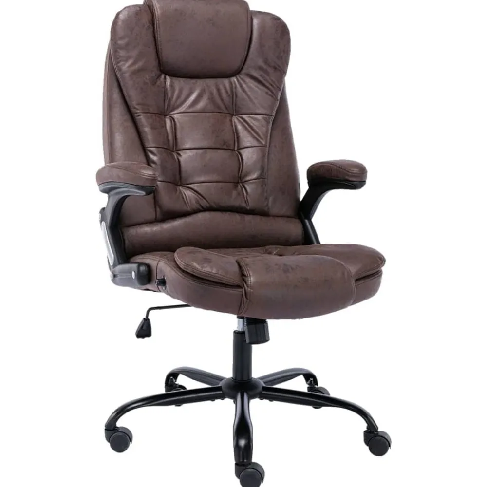 vidaXL Silla de oficina de piel de ante sintética marrón oscuro Marrón oscuro Clearance