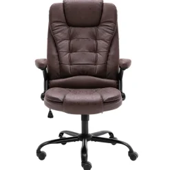 vidaXL Silla de oficina de piel de ante sintética marrón oscuro Marr&oacute;n oscuro Clearance