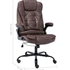 vidaXL Silla de oficina de piel de ante sintética marrón oscuro Marrón oscuro Clearance