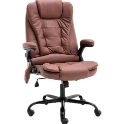 vidaXL Mobiliario De Oficina-Silla de oficina de masaje piel de ante sintética marrón claro