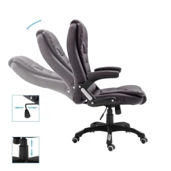 vidaXL Mobiliario De Oficina-Silla de oficina de cuero sintético marrón