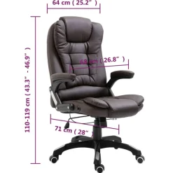 vidaXL Mobiliario De Oficina-Silla de oficina de cuero sintético marrón