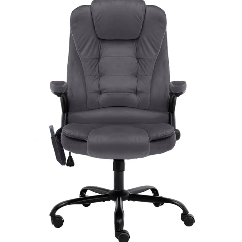 vidaXL Silla de oficina de masaje terciopelo Gris oscuro Best