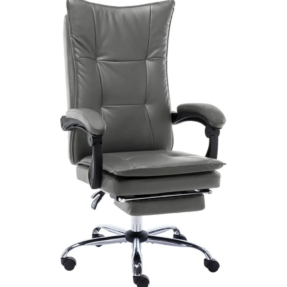 vidaXL Silla de oficina de cuero sintético gris Antracita Outlet