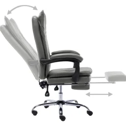 vidaXL Silla de oficina de cuero sintético gris Antracita Outlet