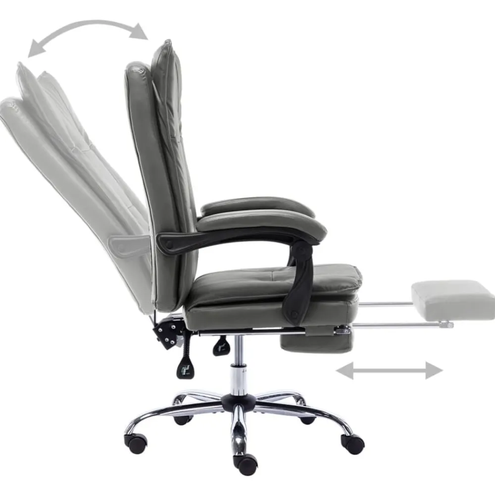 vidaXL Silla de oficina de cuero sintético gris Antracita Outlet