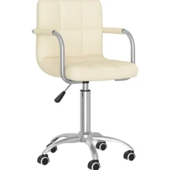 vidaXL Silla de oficina giratoria de tela color Crema Outlet